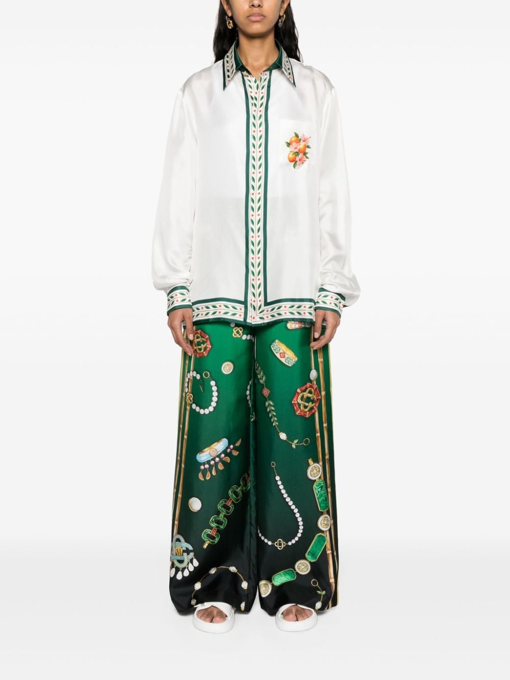 graphic-print silk trousers - 2