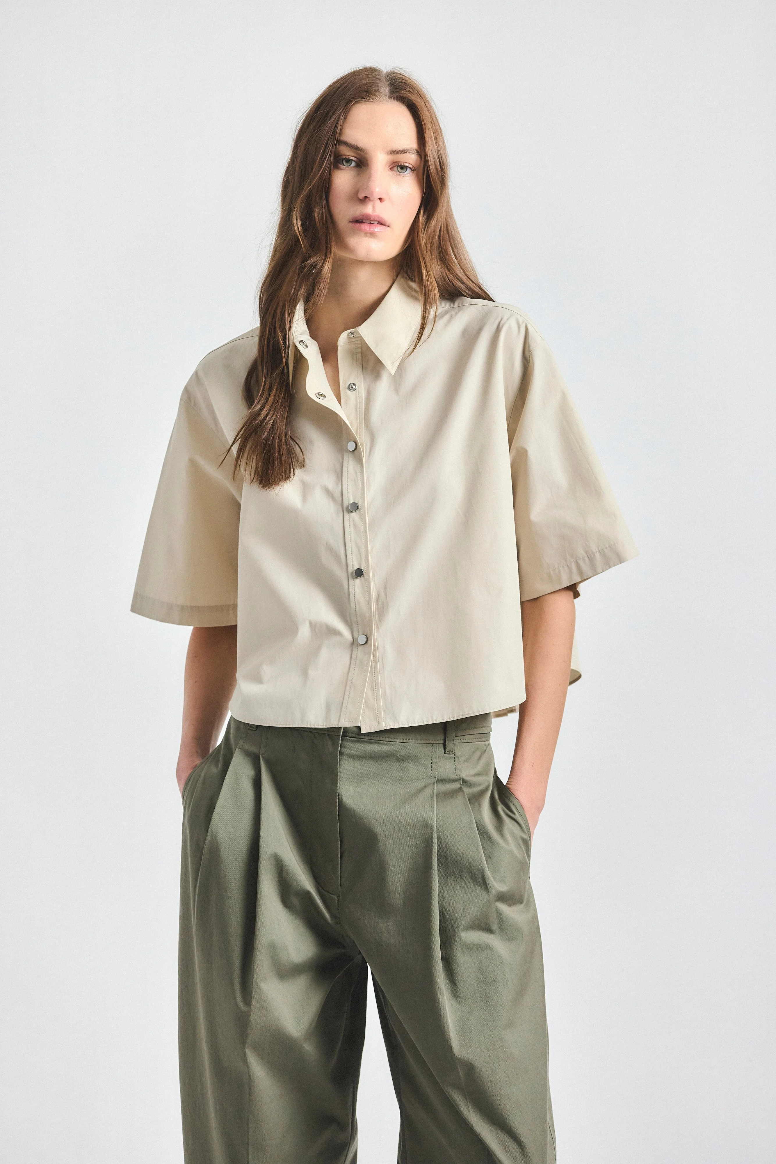 OLIVIA CROPPED SHORT SLEEVE SHIRT - 1