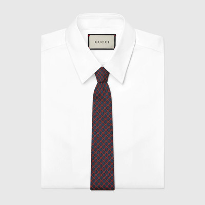 GUCCI GG and rhombus motif silk tie outlook