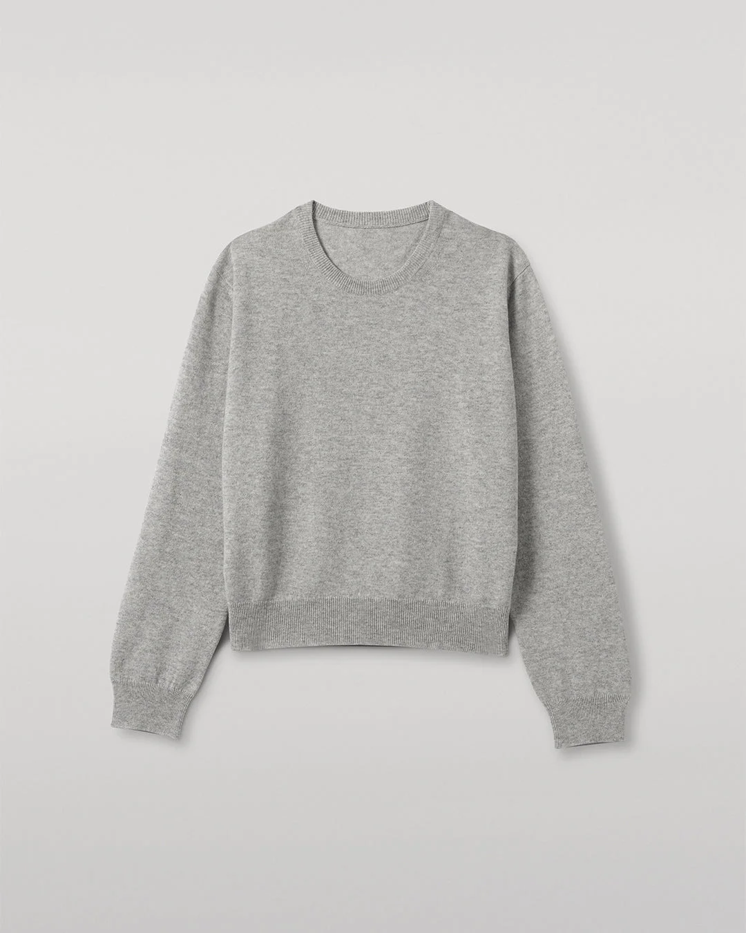Lunan Pale Grey Classic Cashmere Crew Jumper - 1