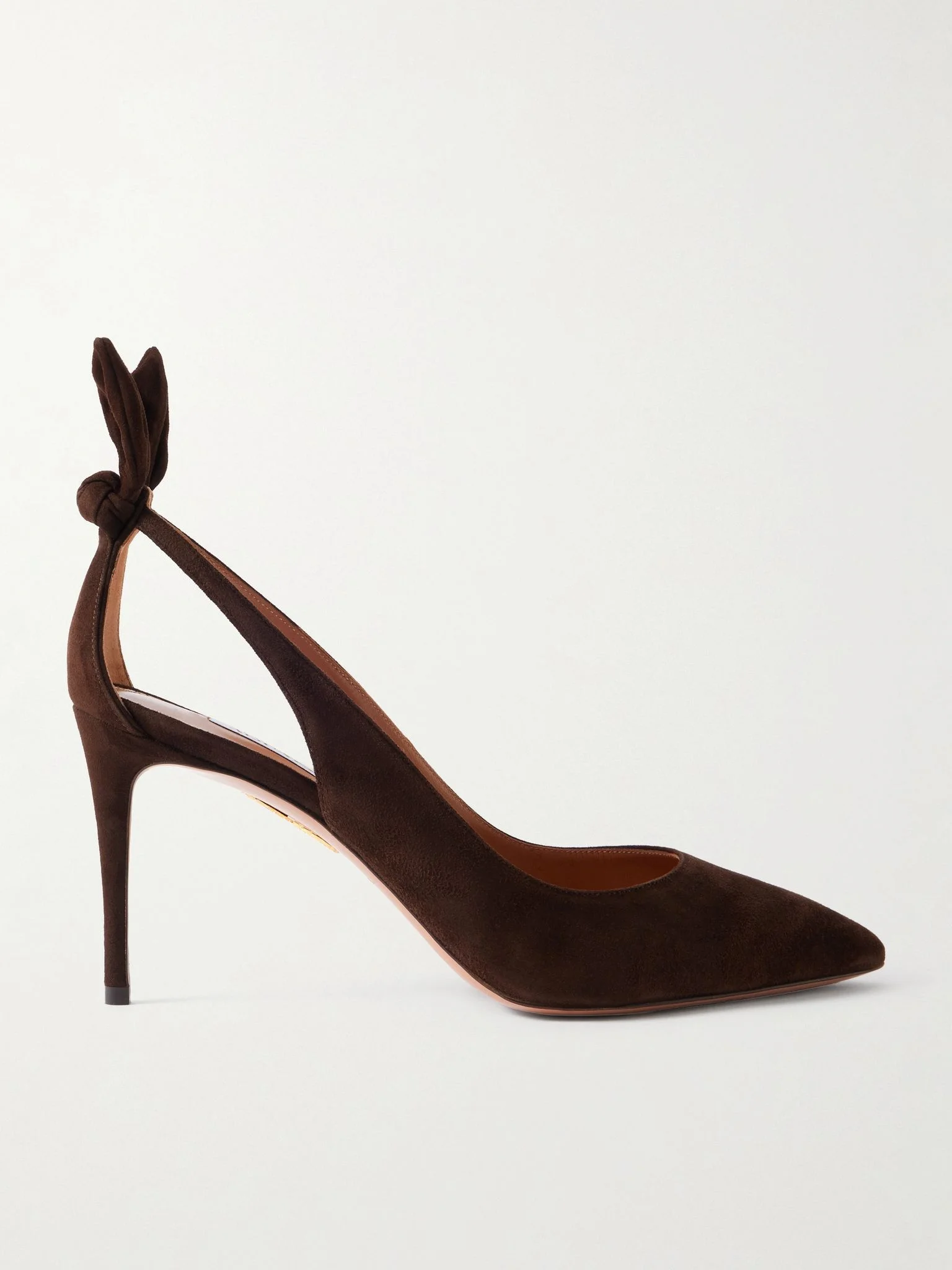 Bow Tie 85 suede pumps Dark brown - 1