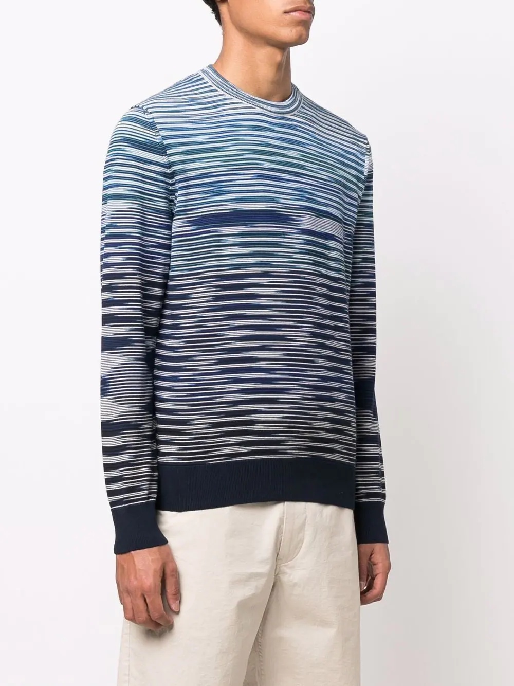 intarsia stripe-knit crew-neck jumper - 3