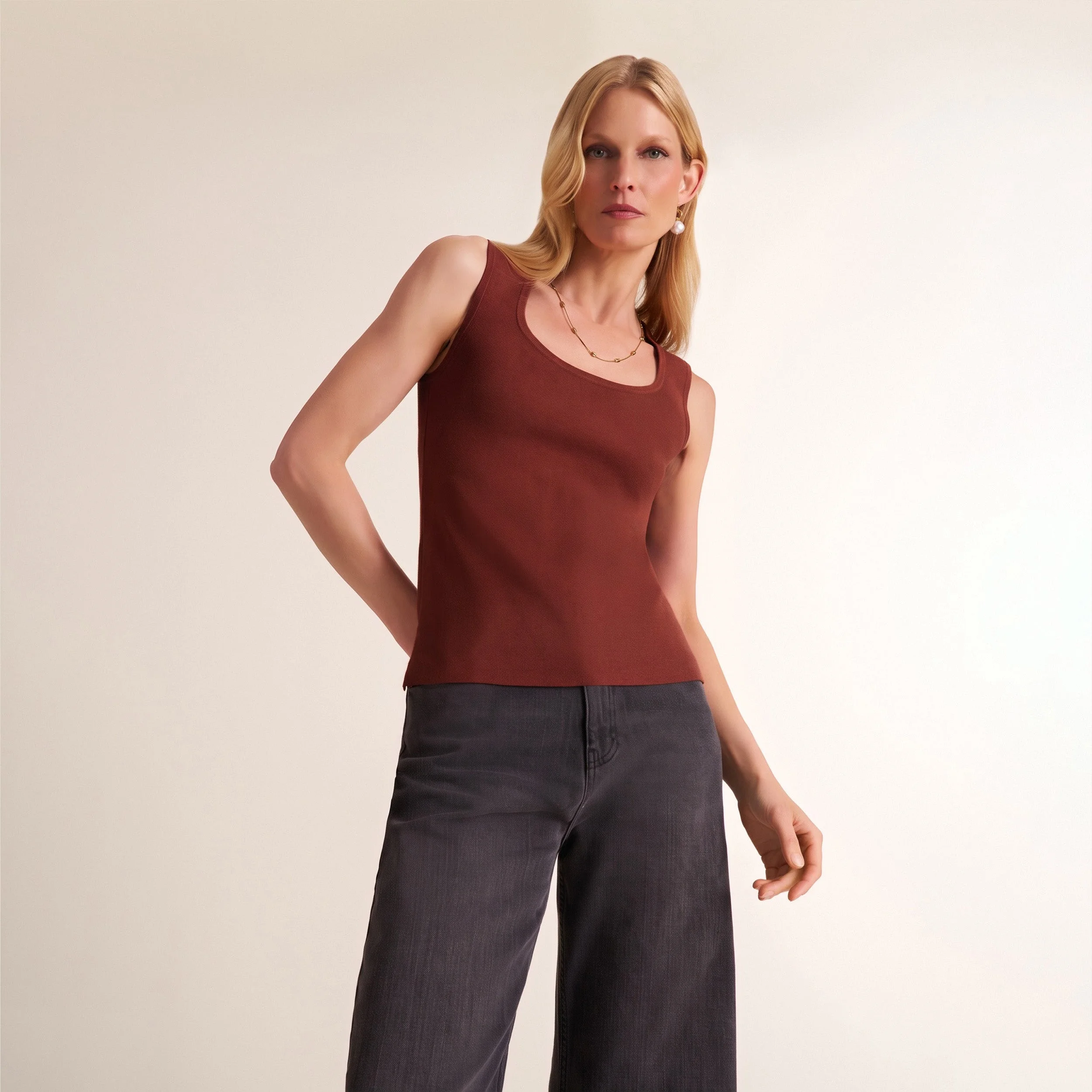 Sabine Sculptural Tank - 365 Stretch Knit - 1