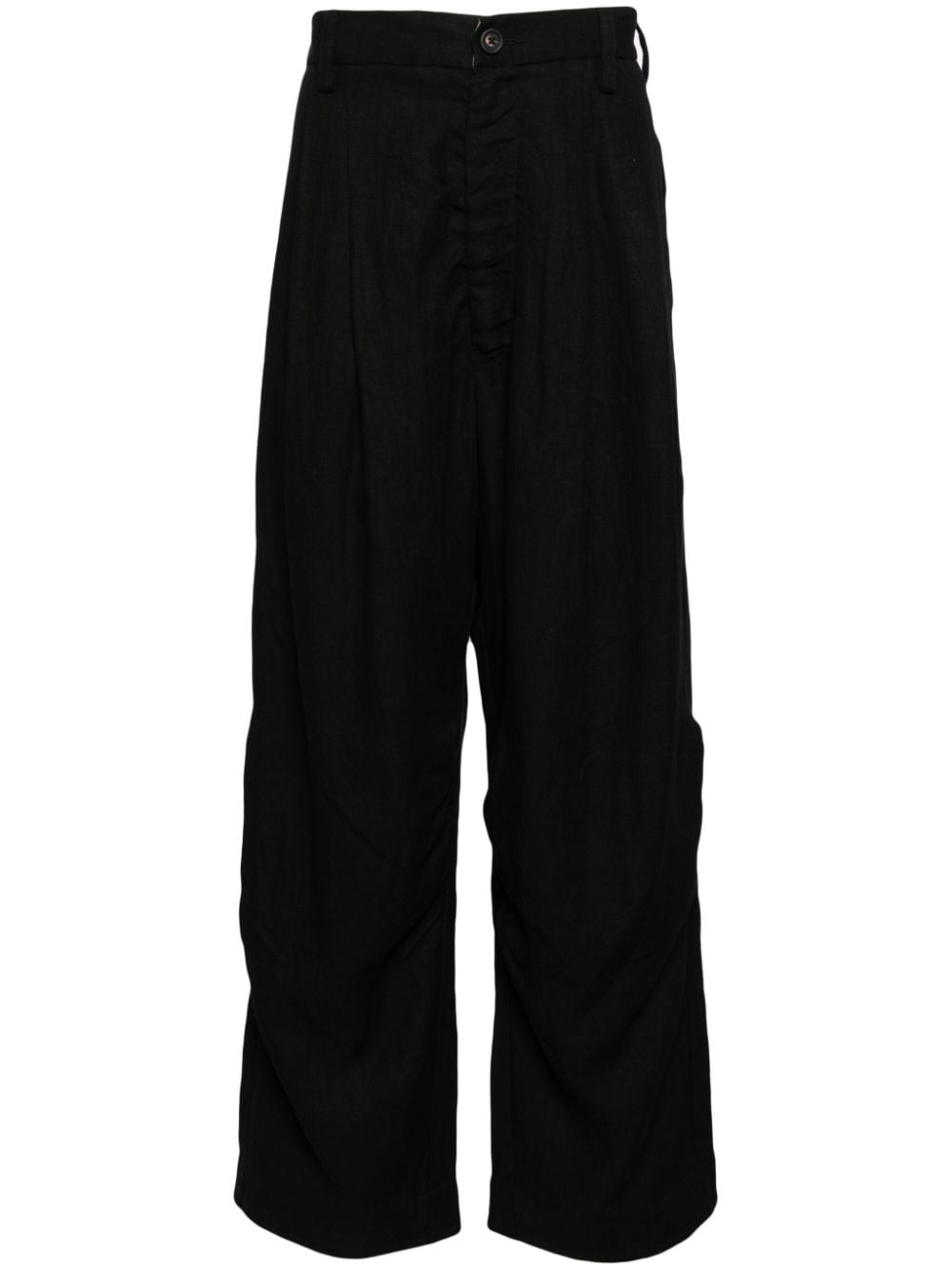 linen loose-leg trousers - 1