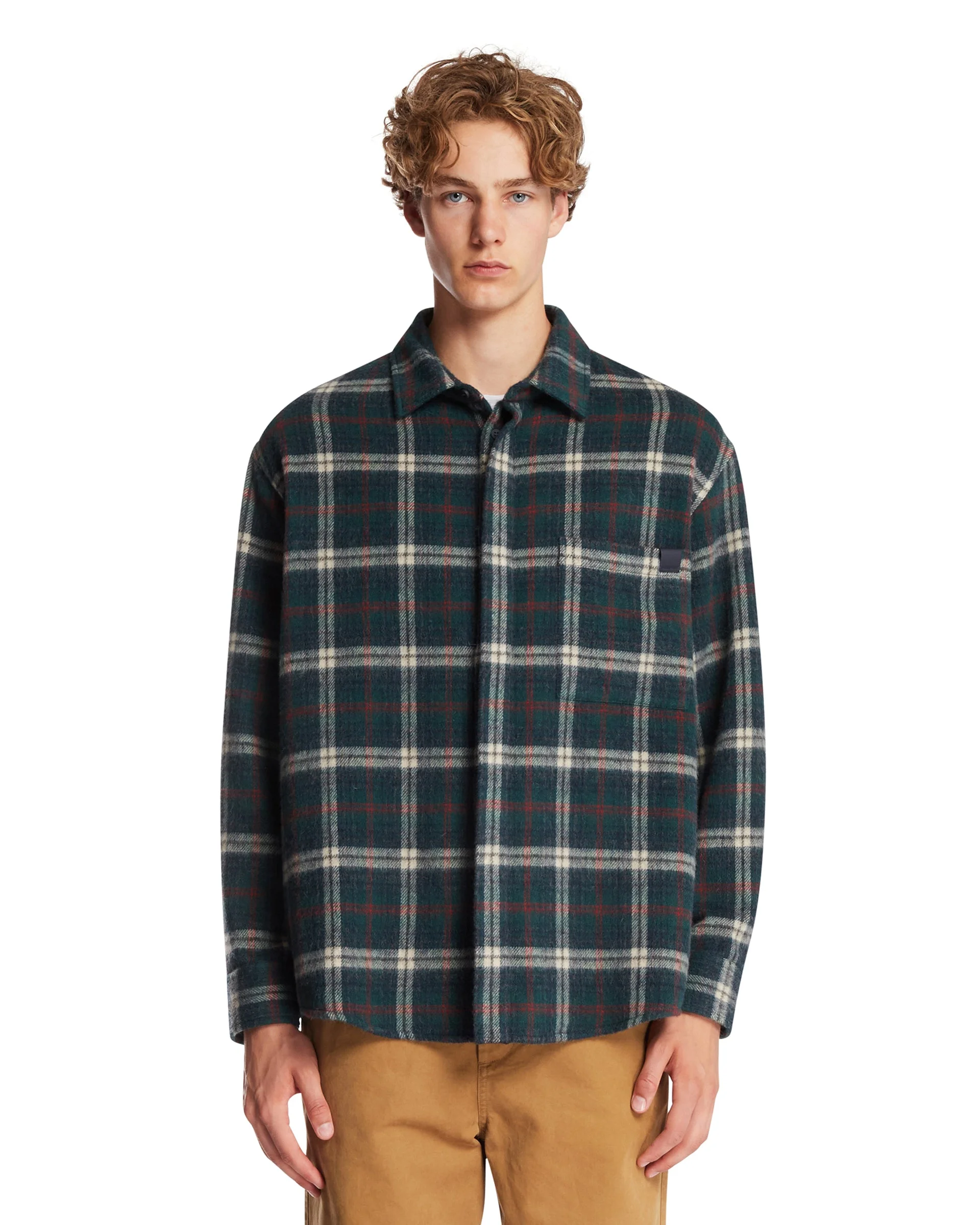 Green Check Wool Shirt - 1