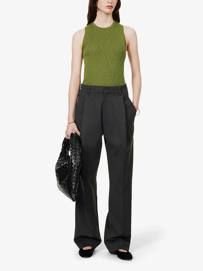 Vince Sleeveless ribbed stretch-woven blend top outlook