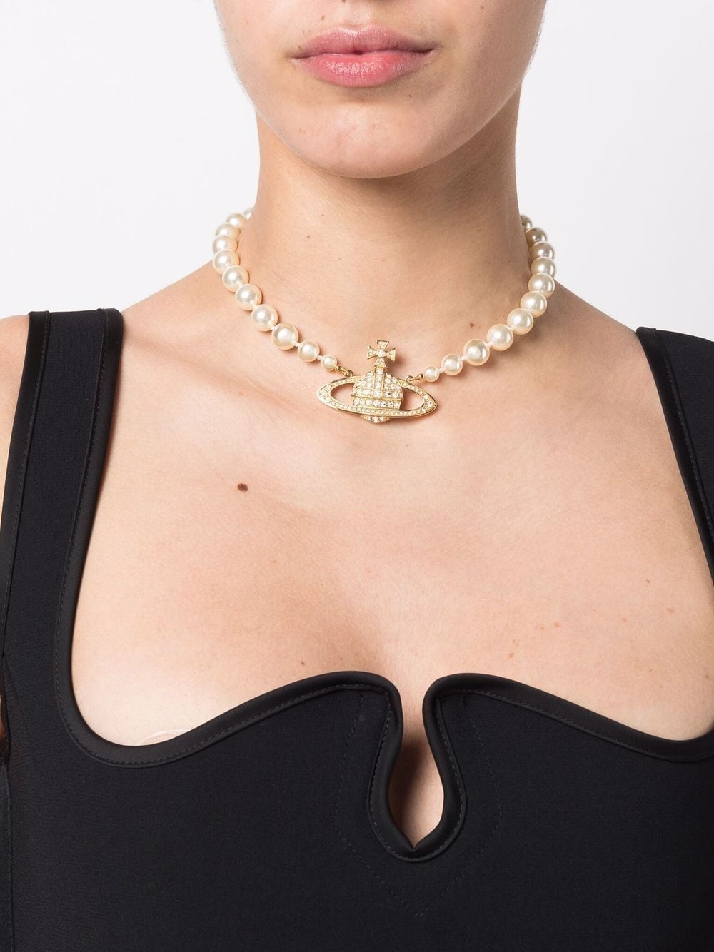 Bas Relief pearl-chain choker - 2