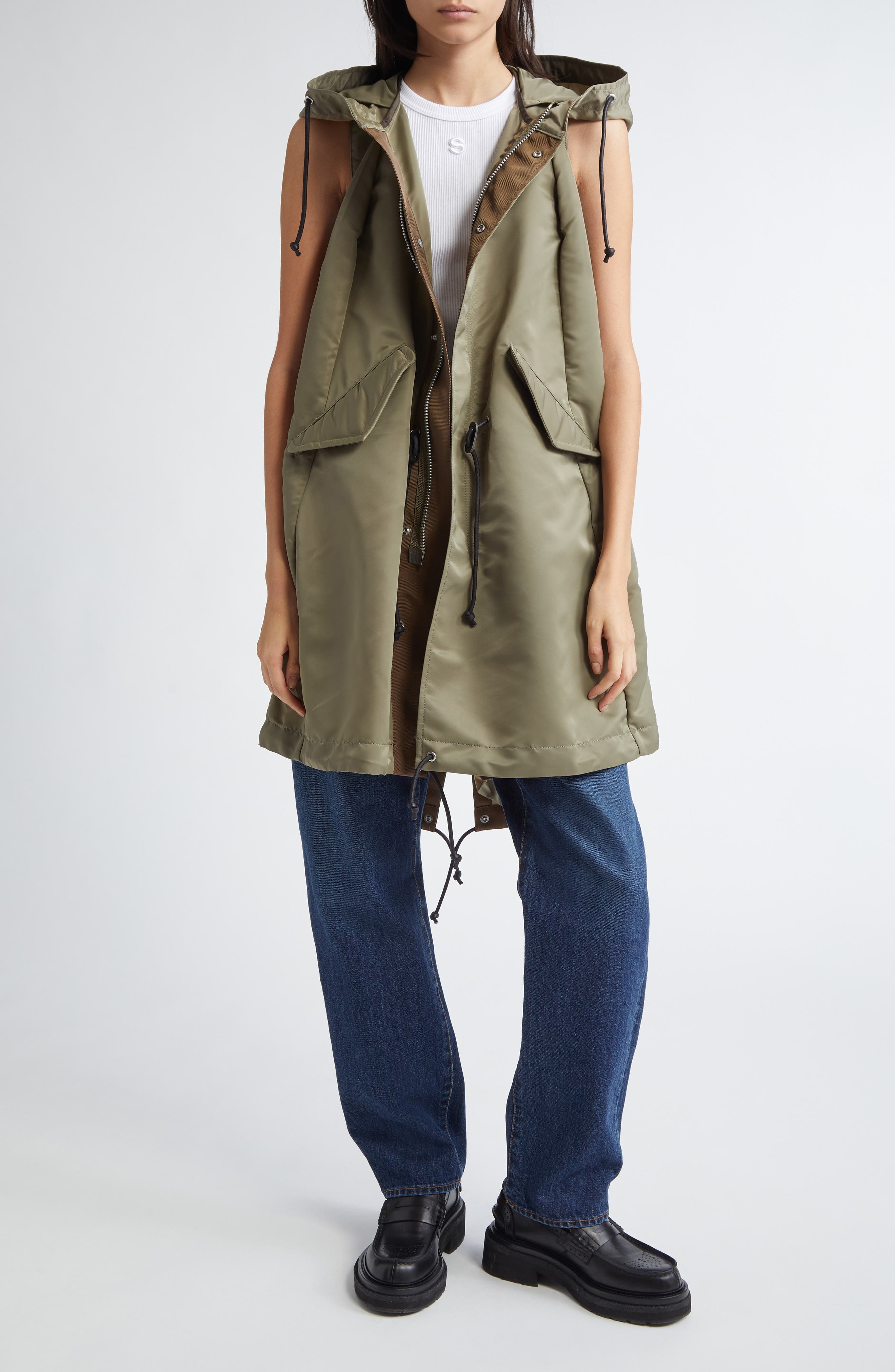Sacai Belted Straight Leg Jeans in Blue 401 at Nordstrom - 2