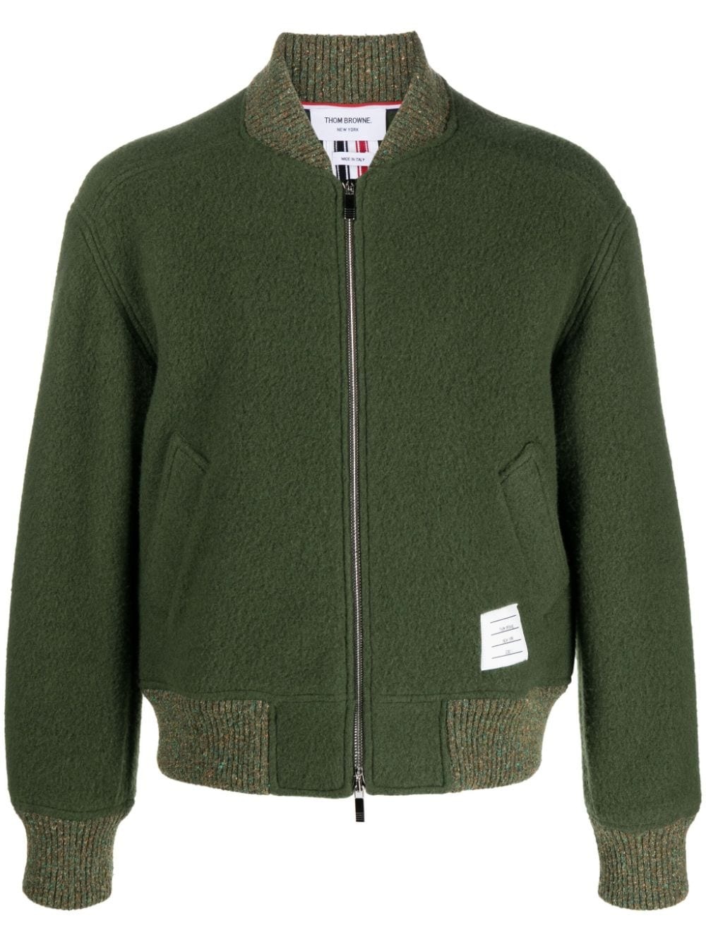 speckled-trim wool bomber jacket - 1
