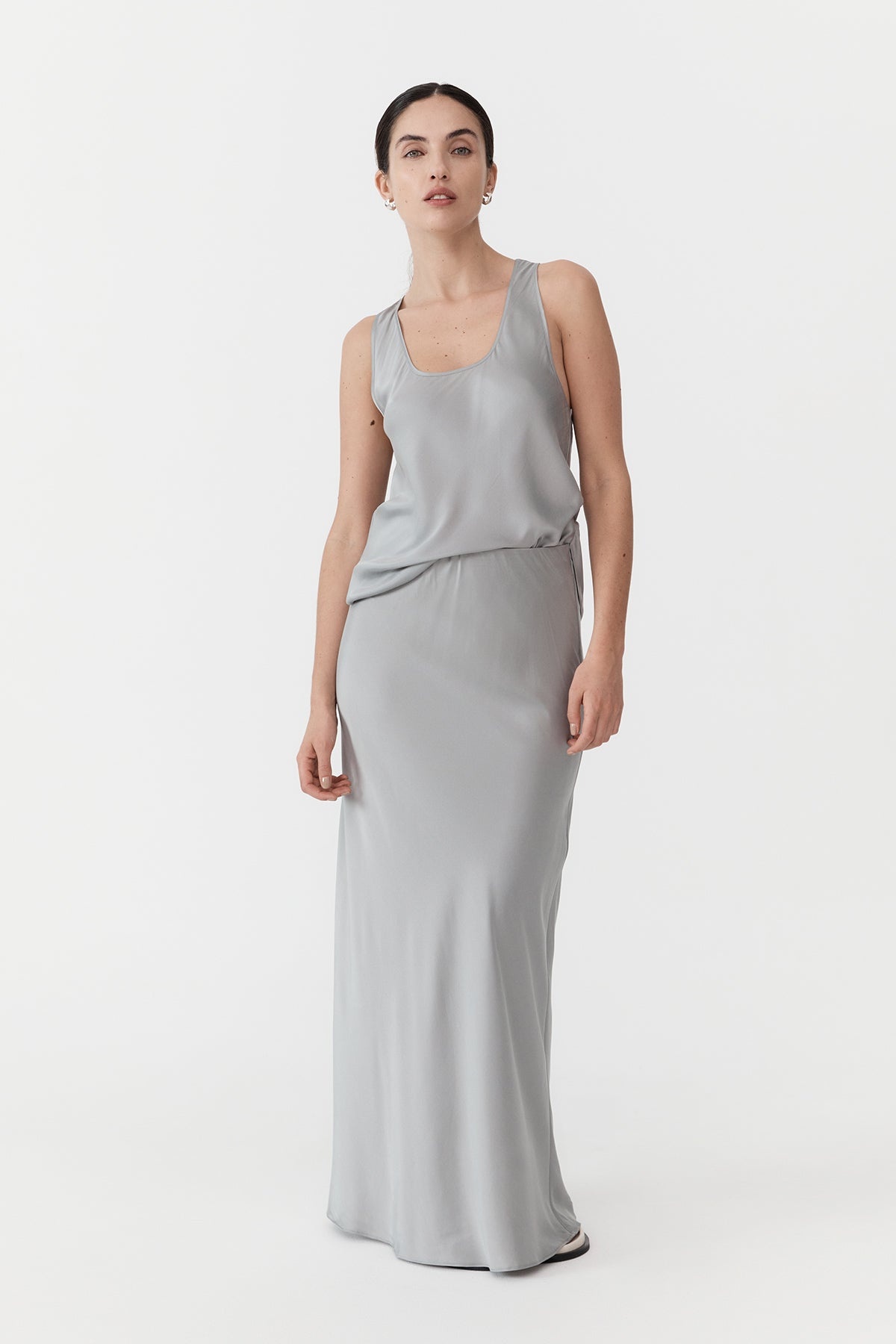 Bias Slip Skirt - Silver - 6