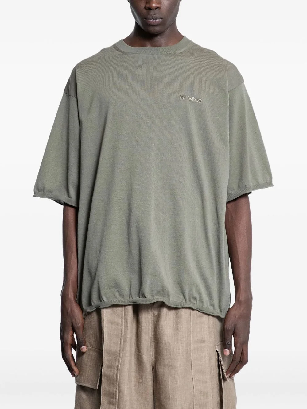 logo-embroidered short-sleeve jumper - 1