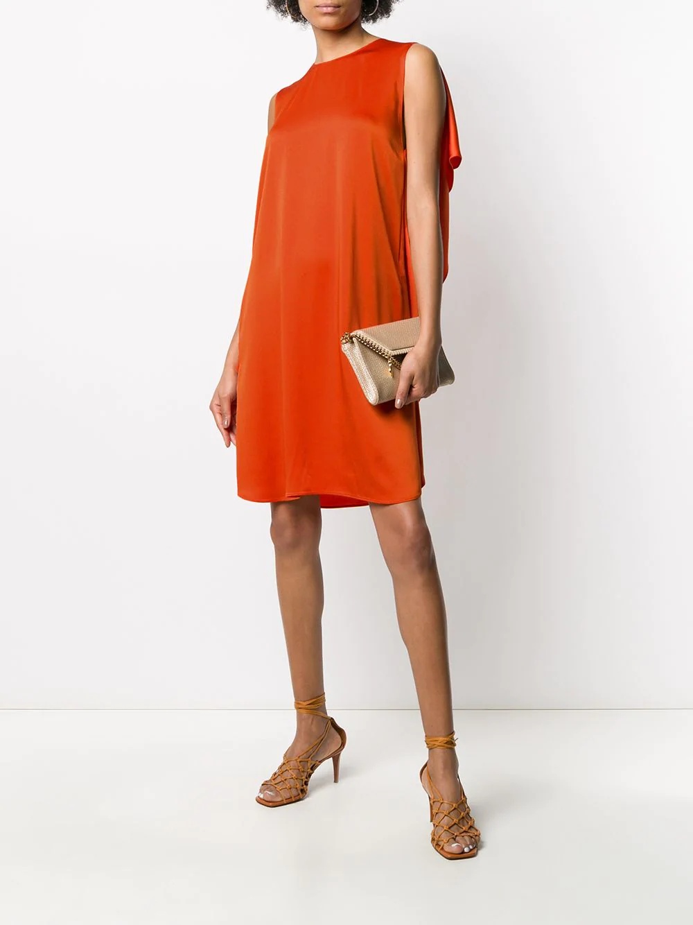 draped-ruffle sleeveless shift-dress - 2