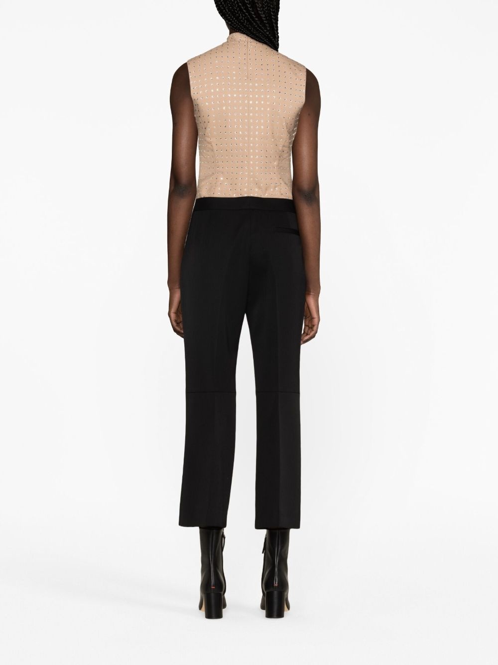 buckled pleated flared wool trousers - 4