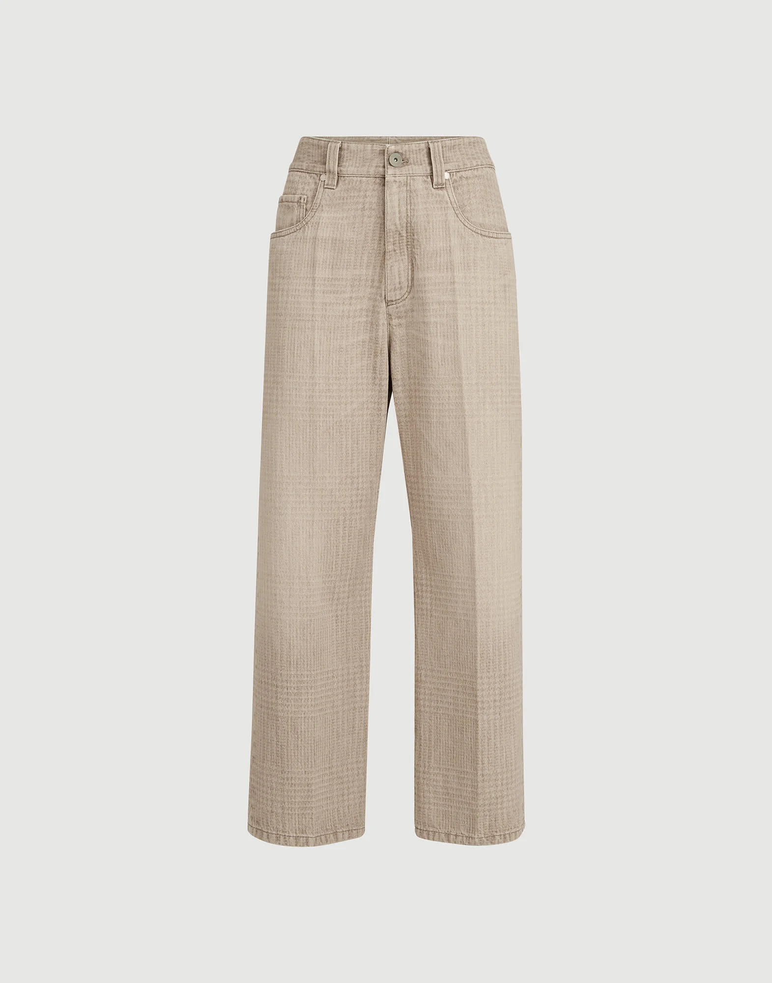 Prince of Wales denim contemporary square trousers with monili - 1
