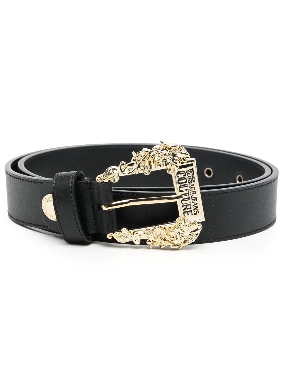 Baroque-buckle leather belt - 1