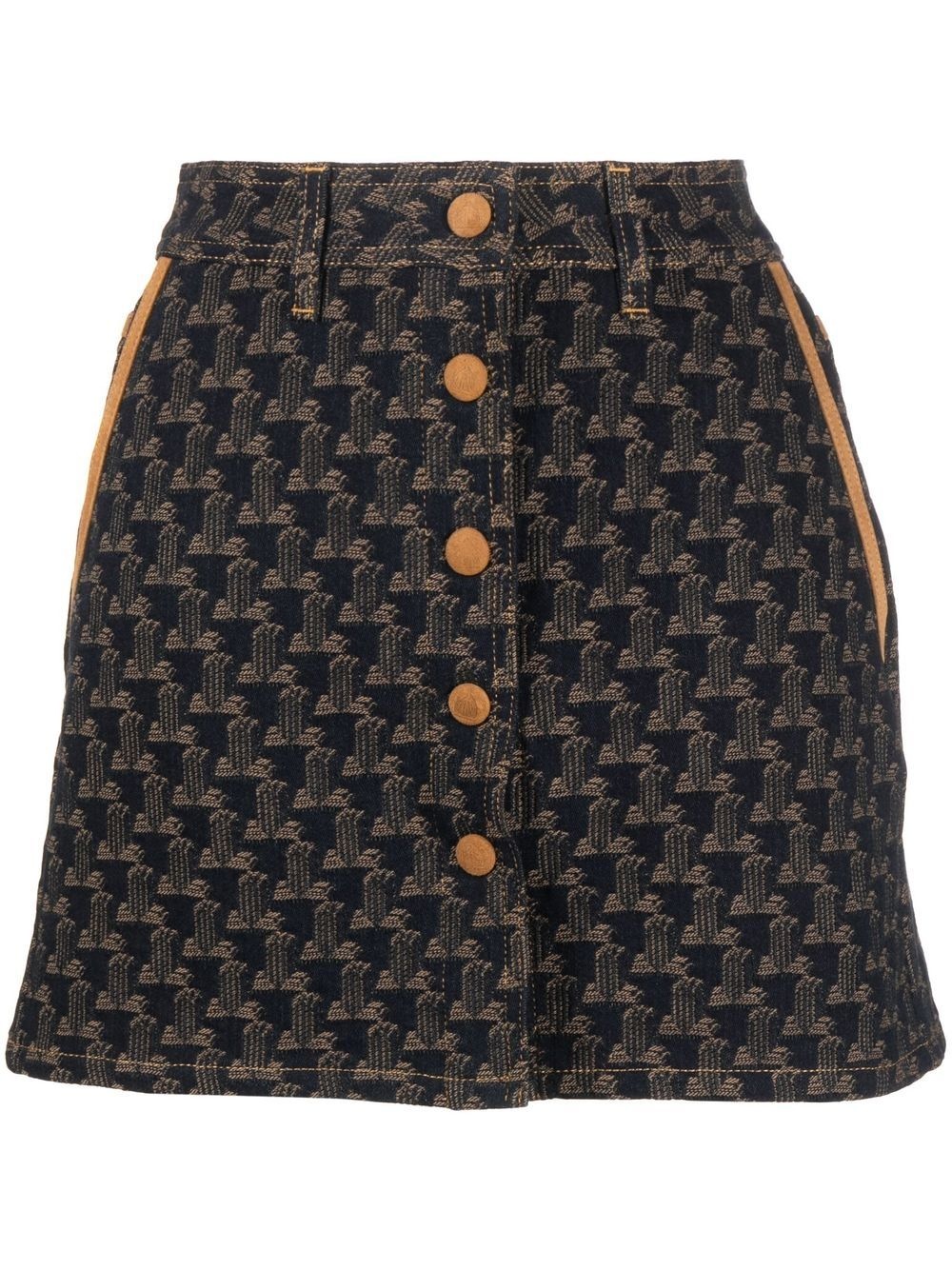 logo-jacquard denim skirt - 1