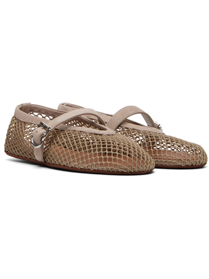 Gray Fishnet Suede Ballerina Flats 4