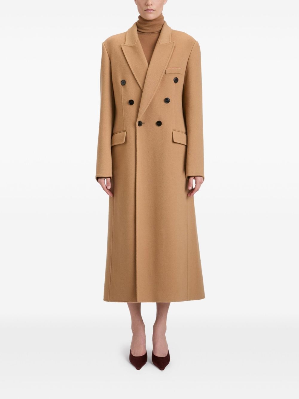 double-breasted wool coat - 2