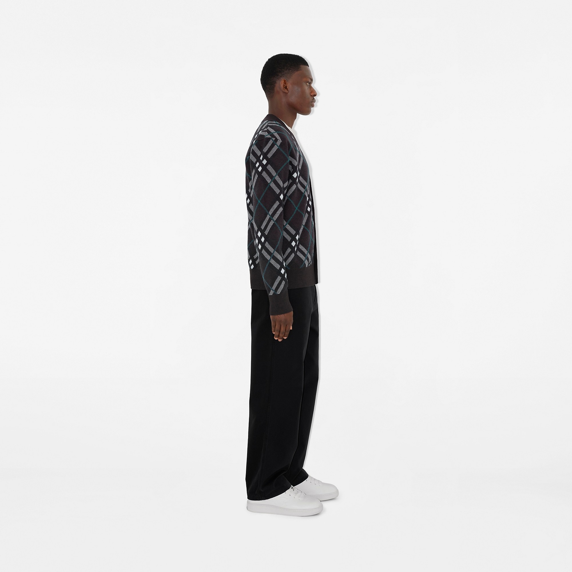 Check Wool Mohair Blend Cardigan - 3