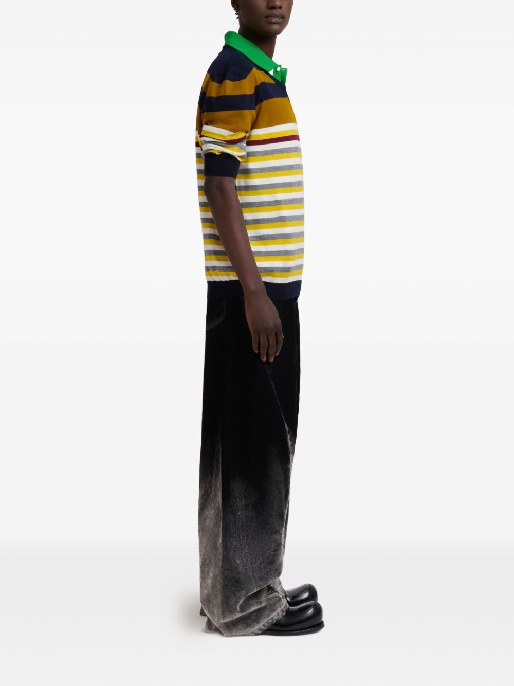 striped V-neck sweater - 3