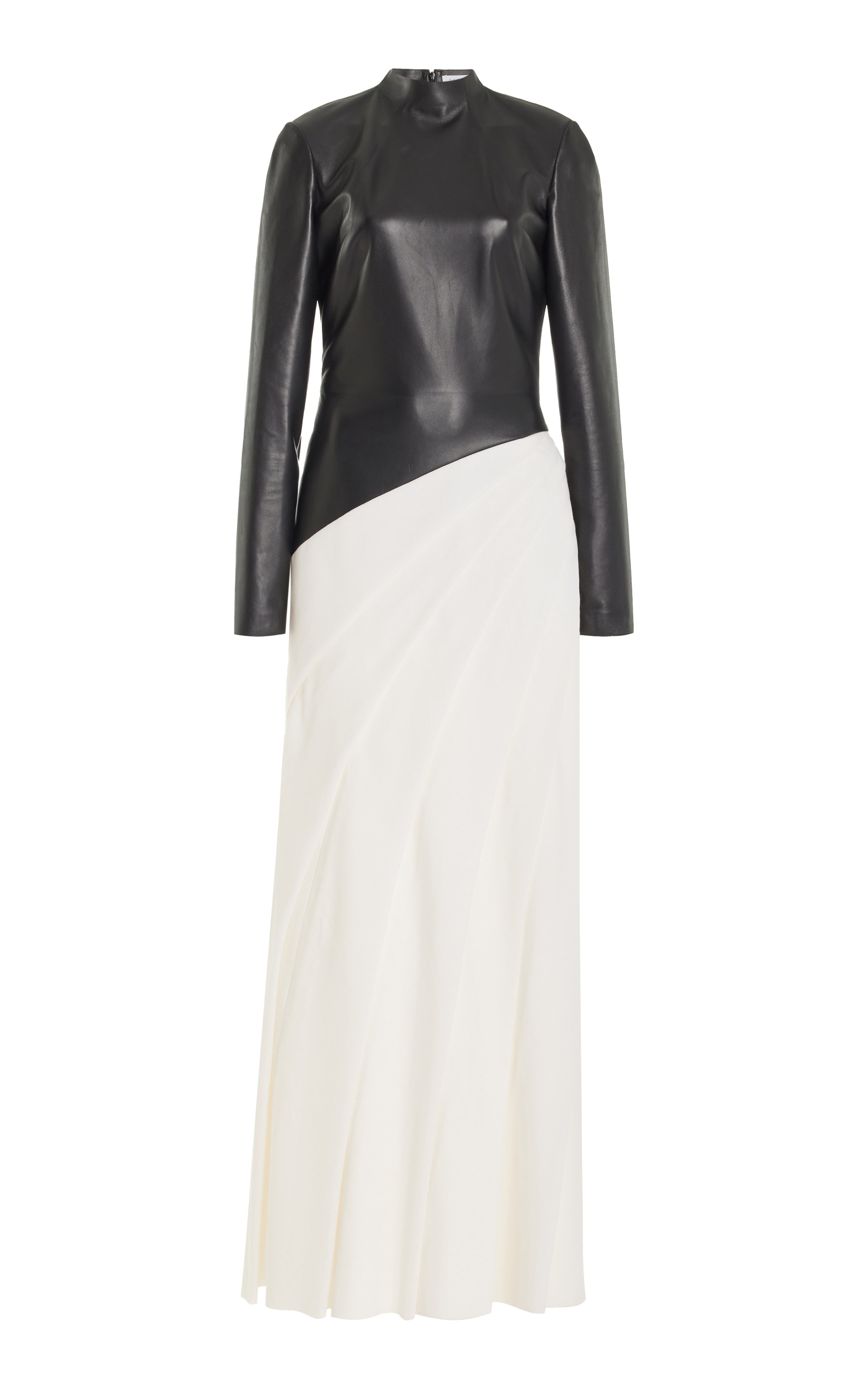 Aulay Dress in Black & Ivory Leather - 1