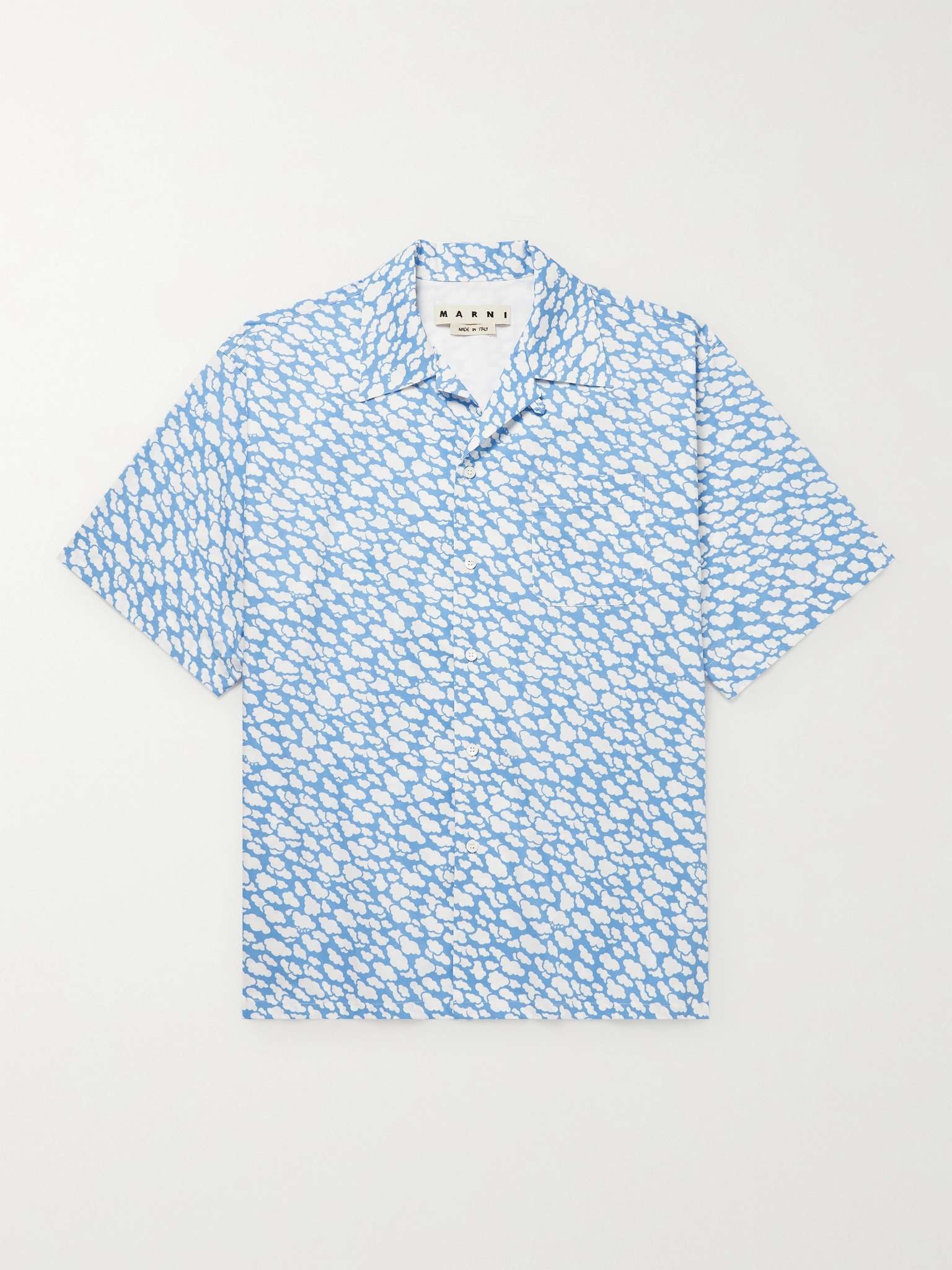 Convertible-Collar Printed Cotton-Poplin Shirt - 1