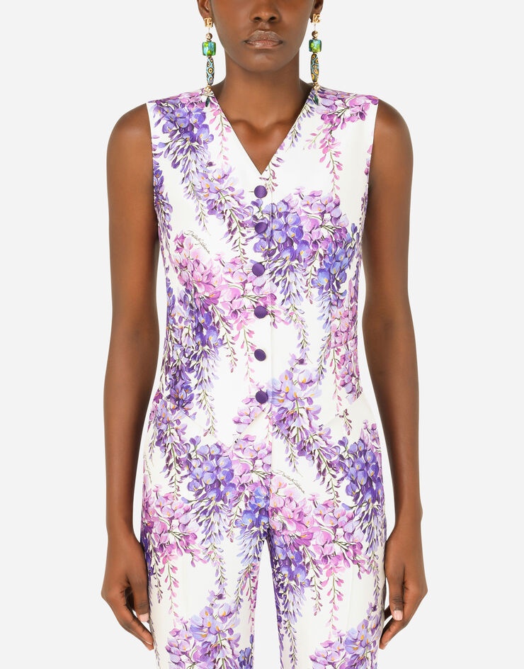 Wisteria-print Mikado vest - 2