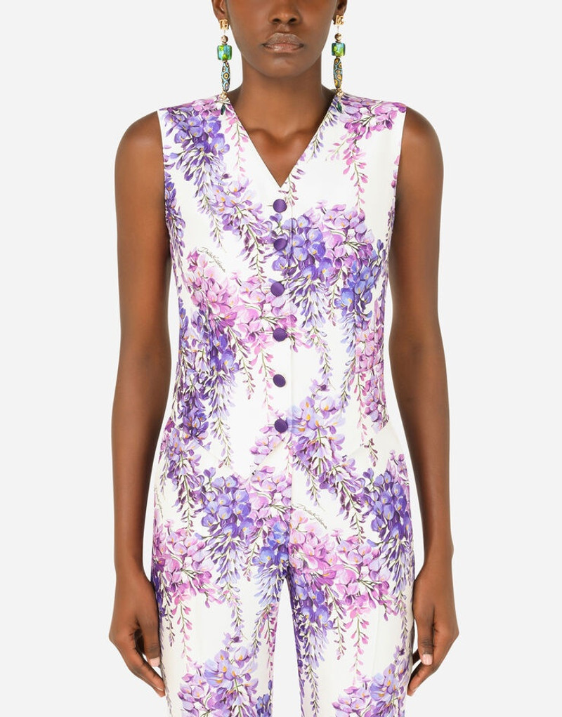 Wisteria-print Mikado vest 2