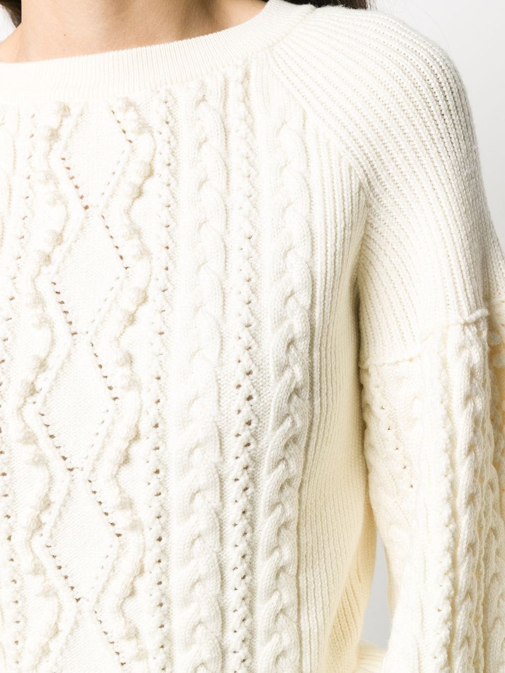 balloon-sleeve cable knit sweater  - 5