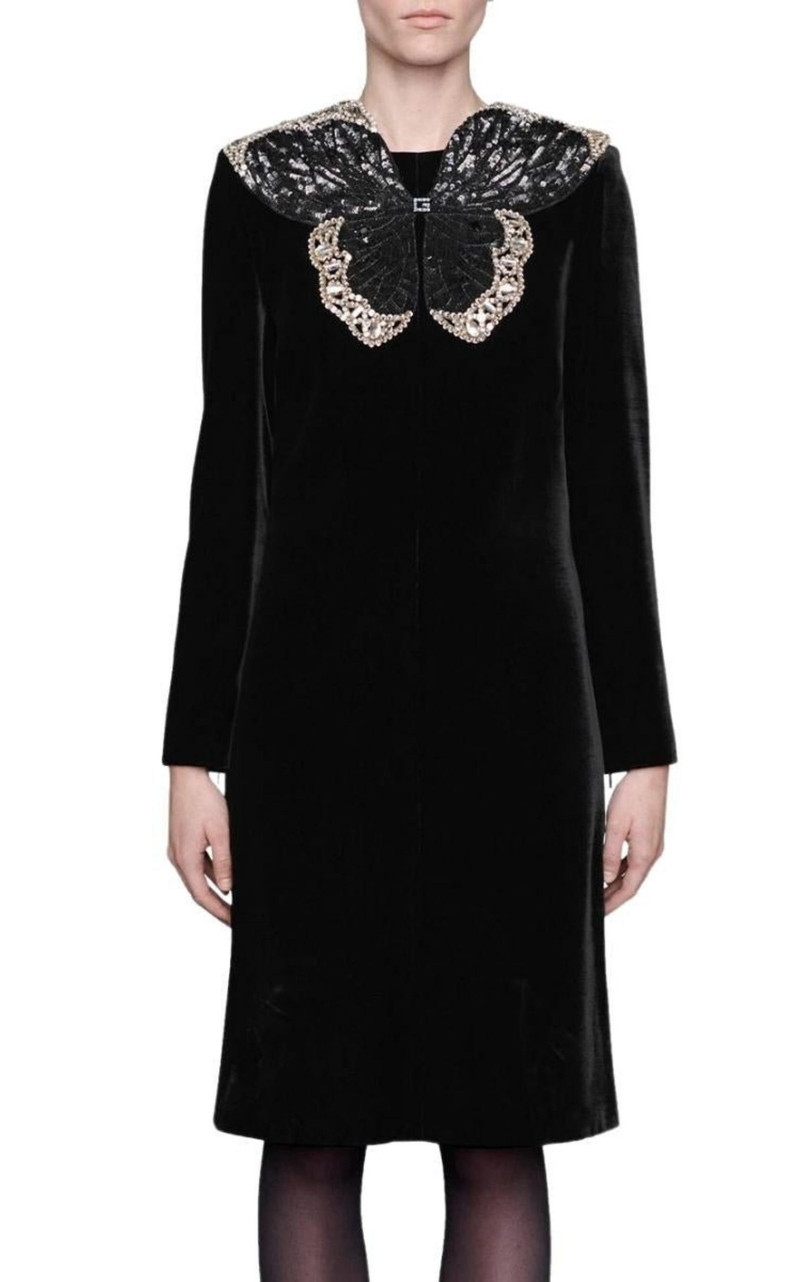 GUCCI Short velvet dress with sequin butterfly outlook