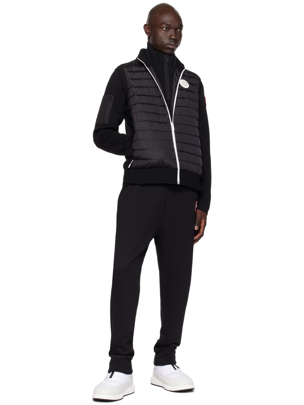 Black Paneled Down Vest - 4