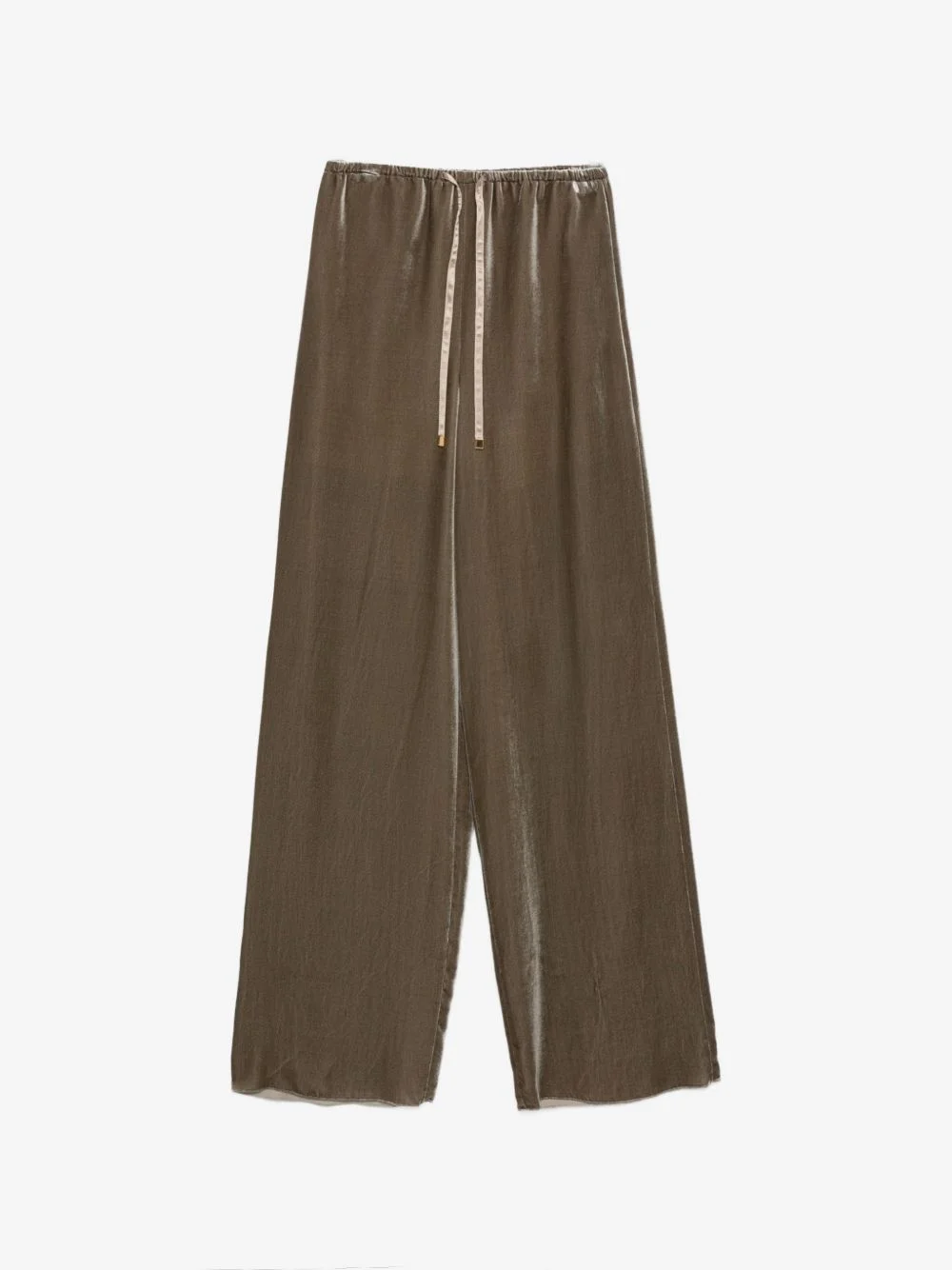 drawstring velvet palazzo pants - 1