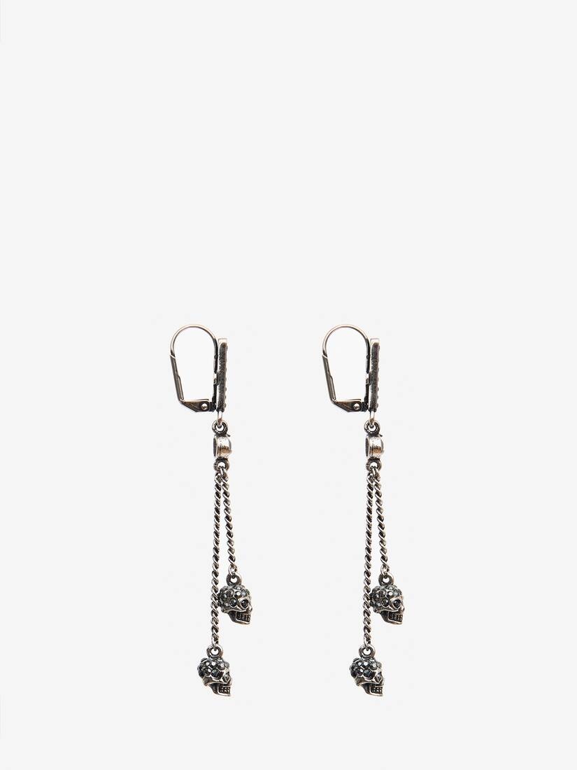 Women's Chain Skull Earrings in Silver - 2