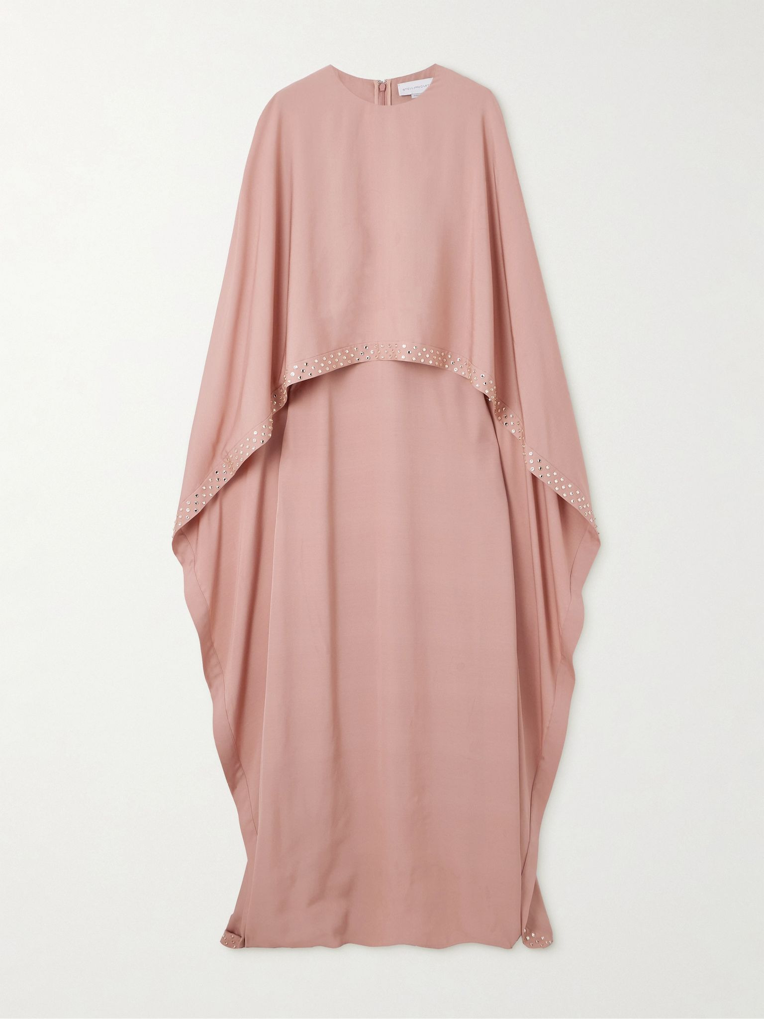Cape-effect crystal-embellished crepe gown Pink - 1