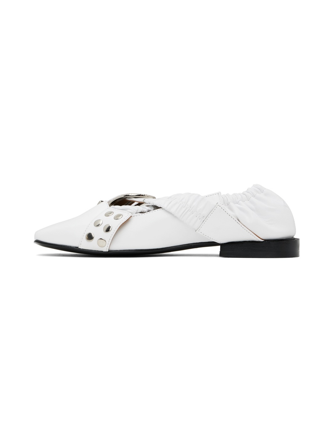 SSENSE Exclusive White Cross Strap Ballerina Flats - 3
