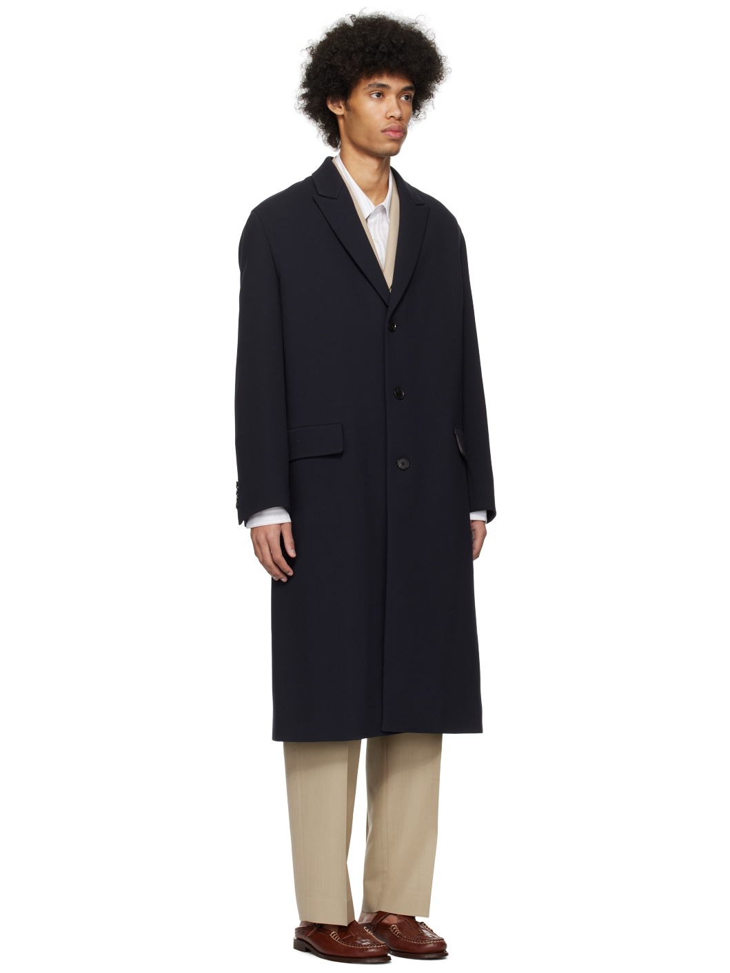 AURALEE Navy Chesterfield Coat | REVERSIBLE