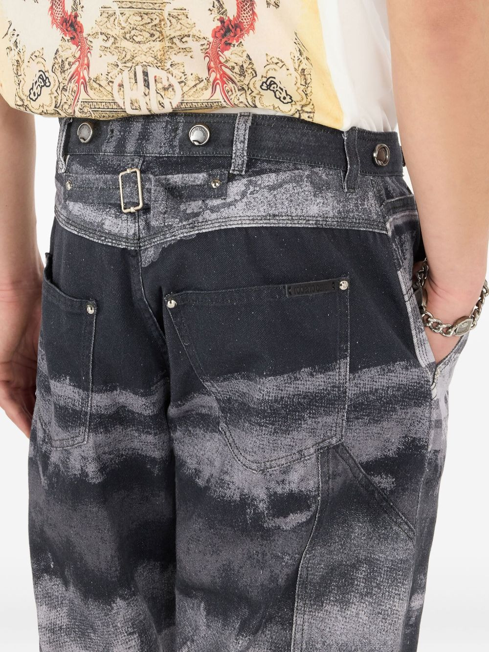abstract-print cotton trousers - 5