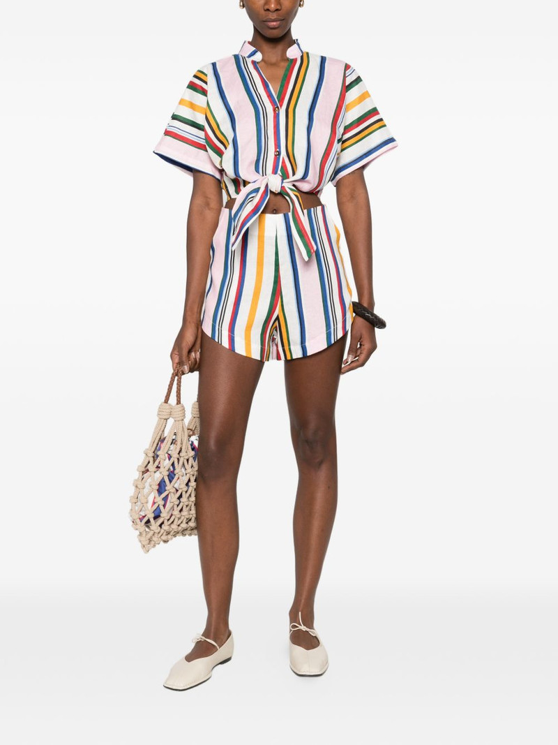 CALA de la CRUZ Bahamas striped high-waist shorts outlook