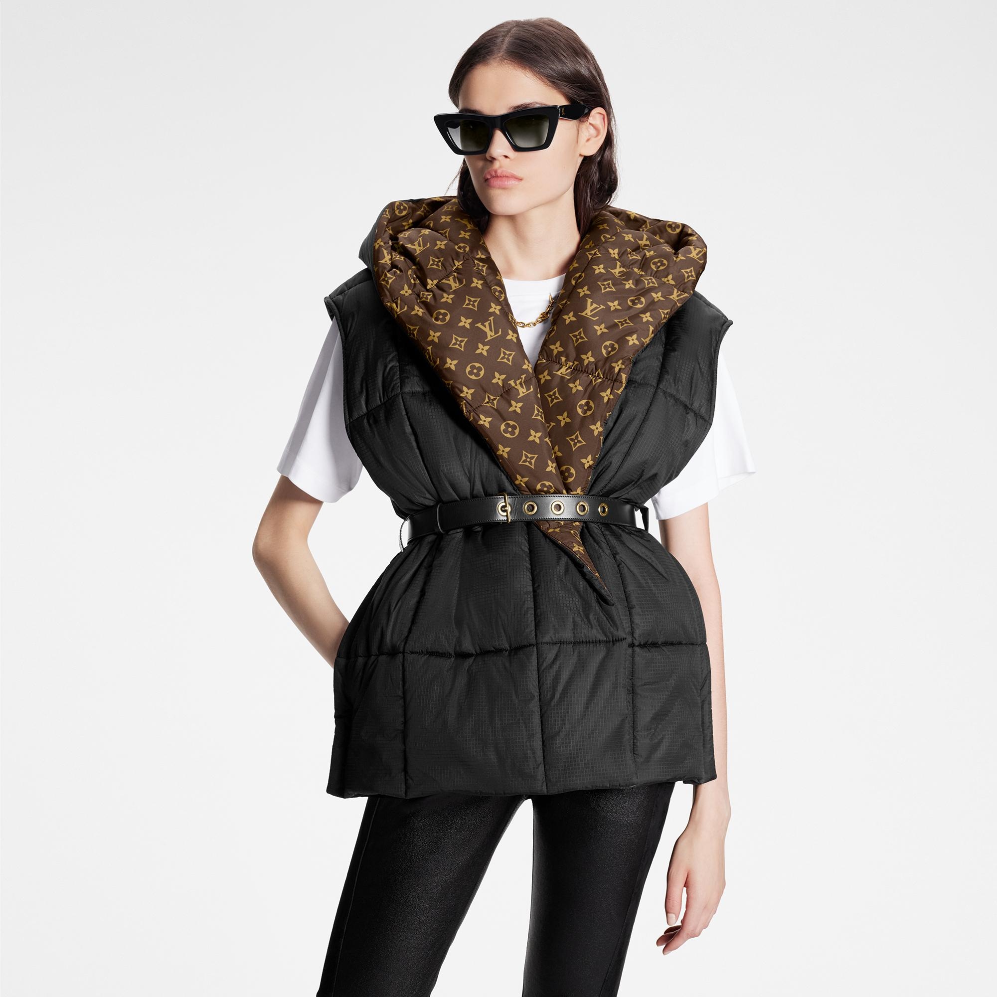 Sleeveless Pillow Puffer Wrap Jacket - 5
