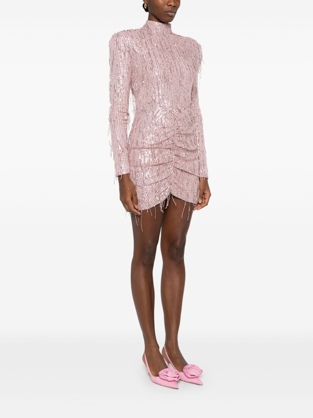 sequinned fringed mini dress - 3