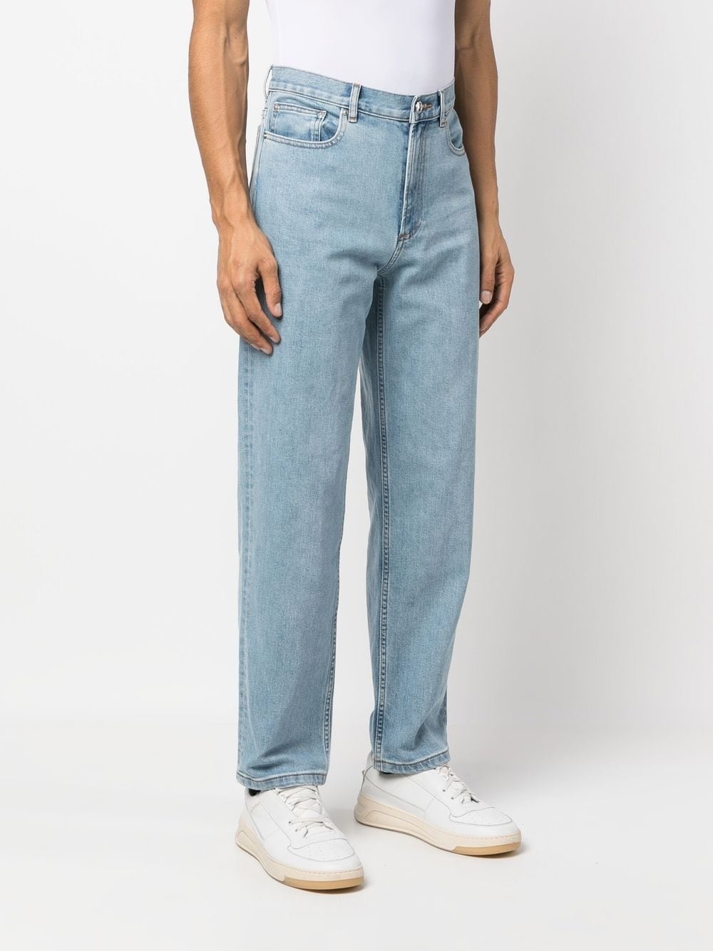 stonewashed straight-legged jeans - 3