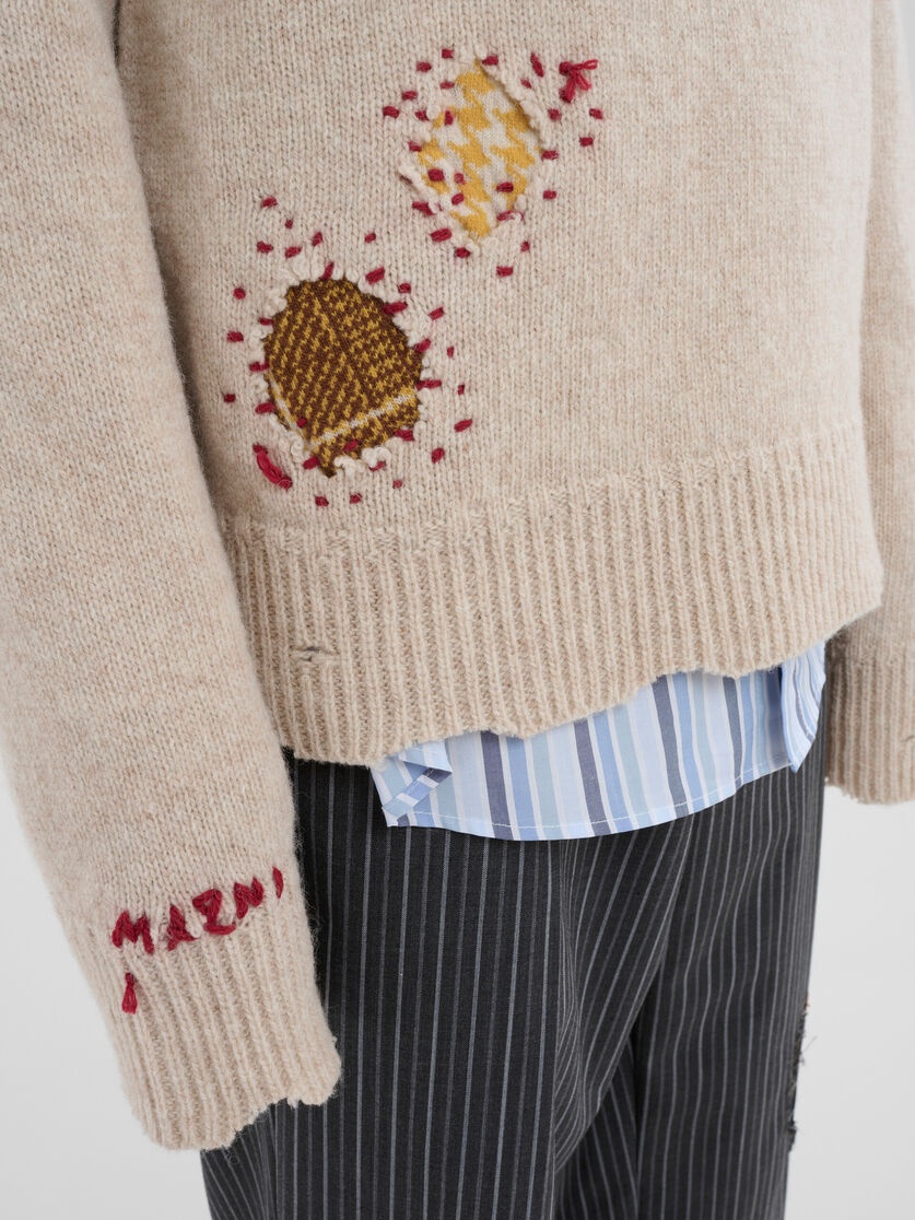 OAT SHETLAND WOOL JUMPER WITH MARNI MENDING PATCHES - 5