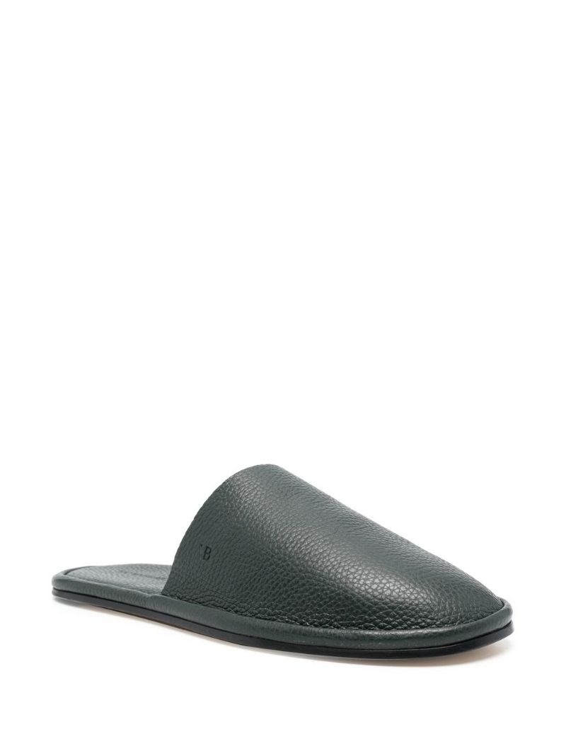 embossed-logo leather slippers - 4