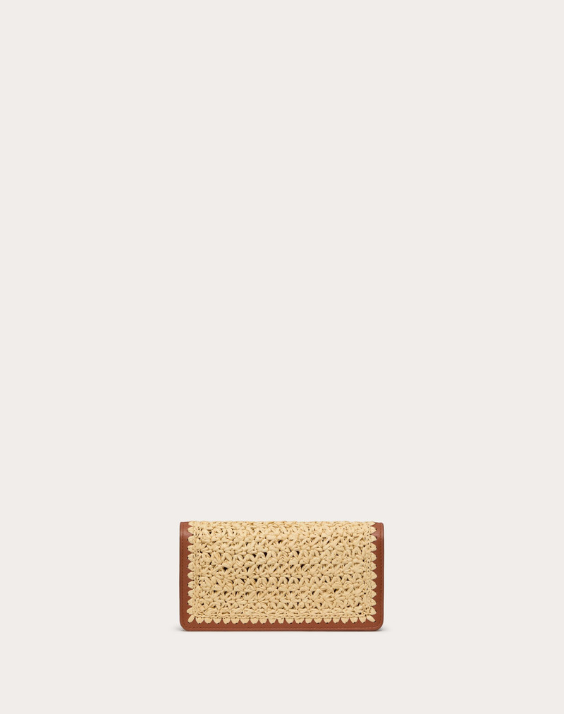 VLOGO SIGNATURE RAFFIA WALLET WITH CHAIN 3
