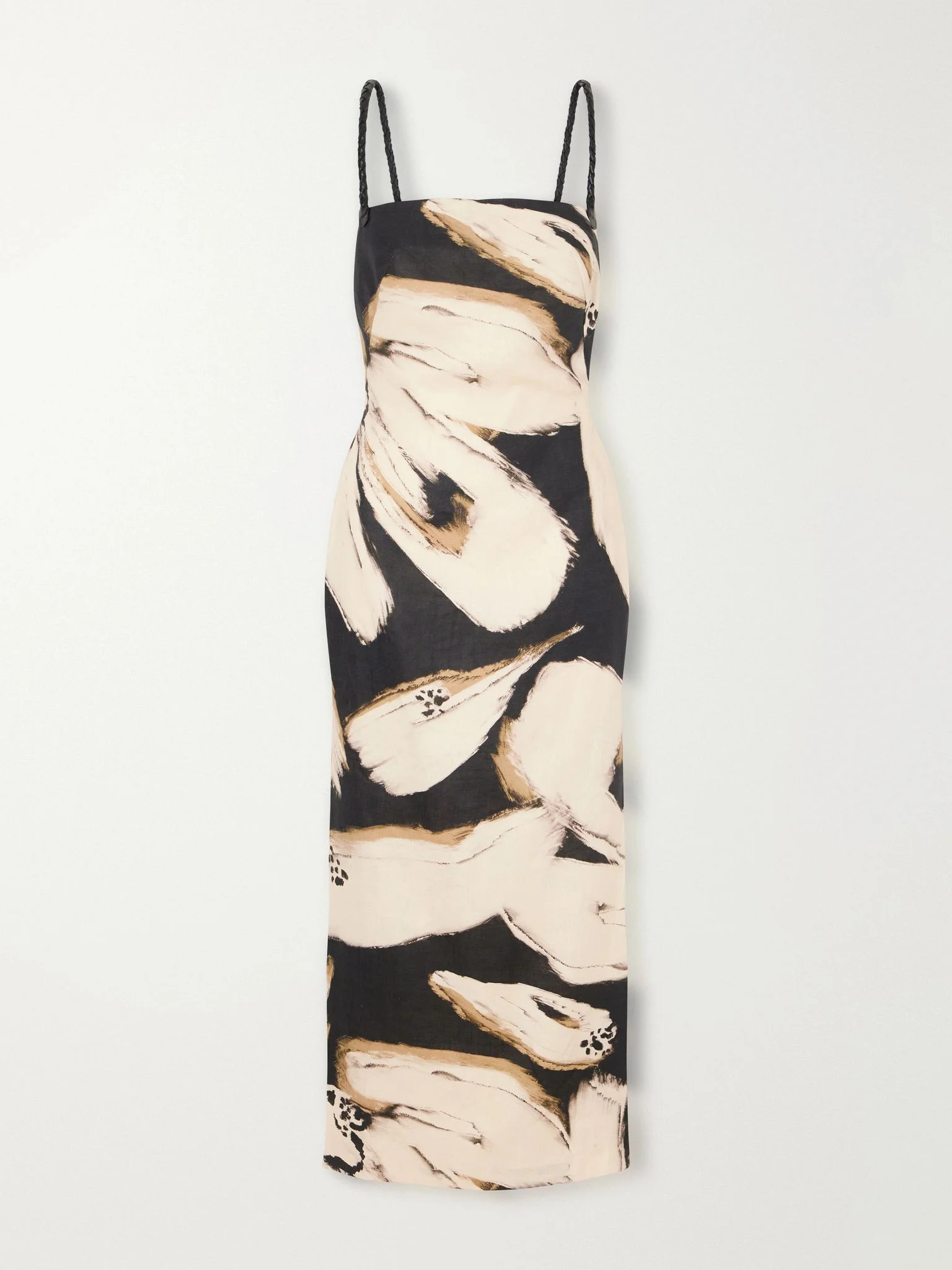 Lo No Dicho tassel-detailed printed linen midi dress Brown - 1