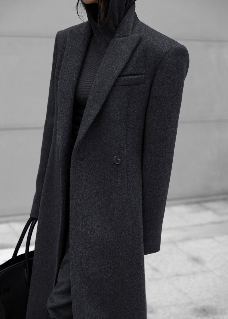 Melva Long Coat - Charcoal 3