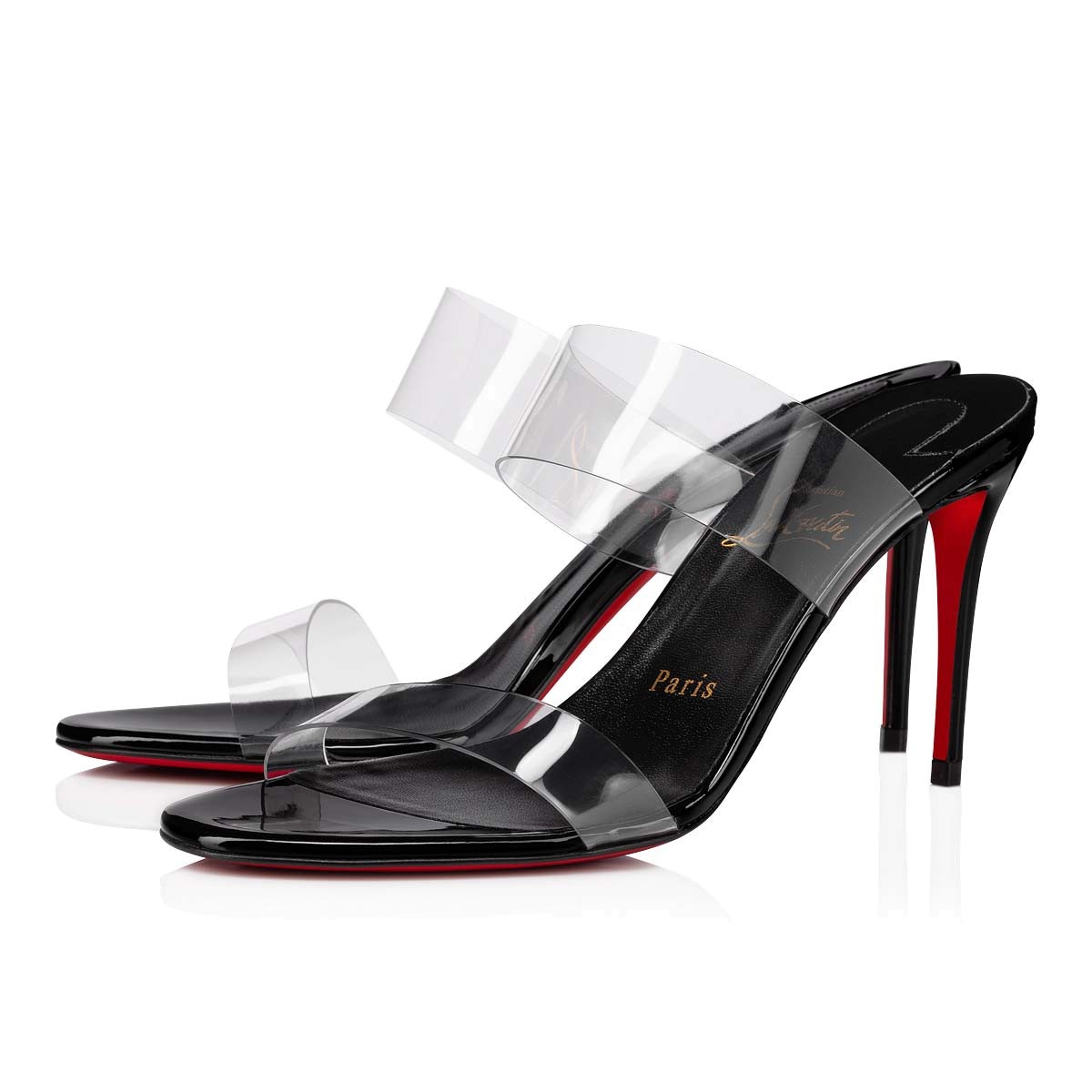 Christian Louboutin Just Nothing Illusion Red Sole Sandals Black