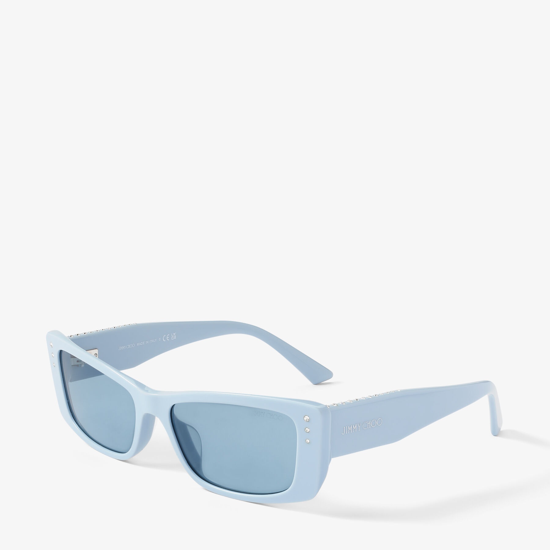 Lexy
Light Blue Rectangular Sunglasses with Crystals - 3