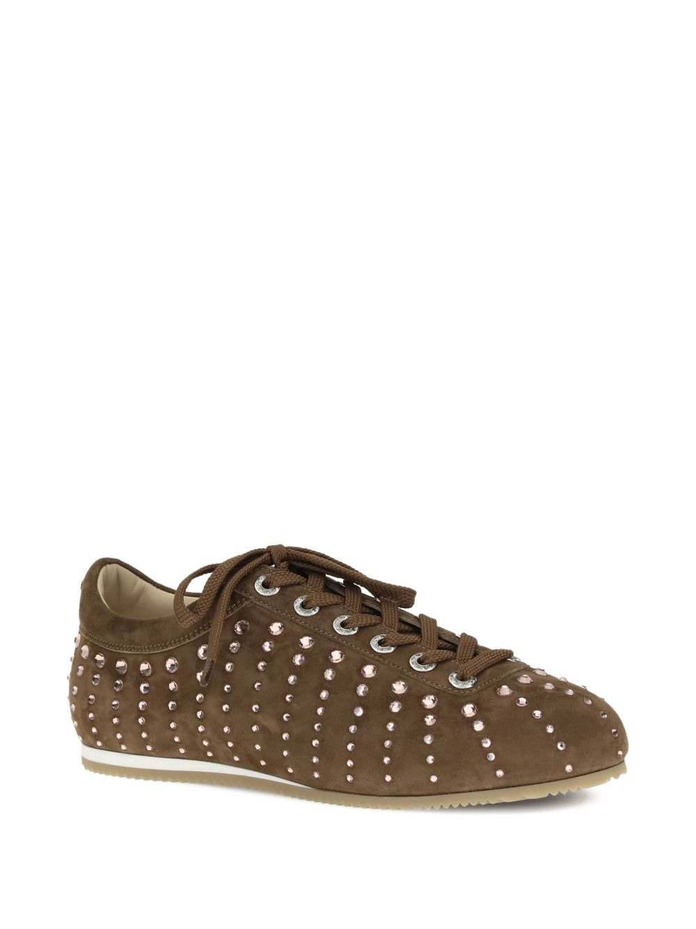 crystal-embellished suede sneakers - 2