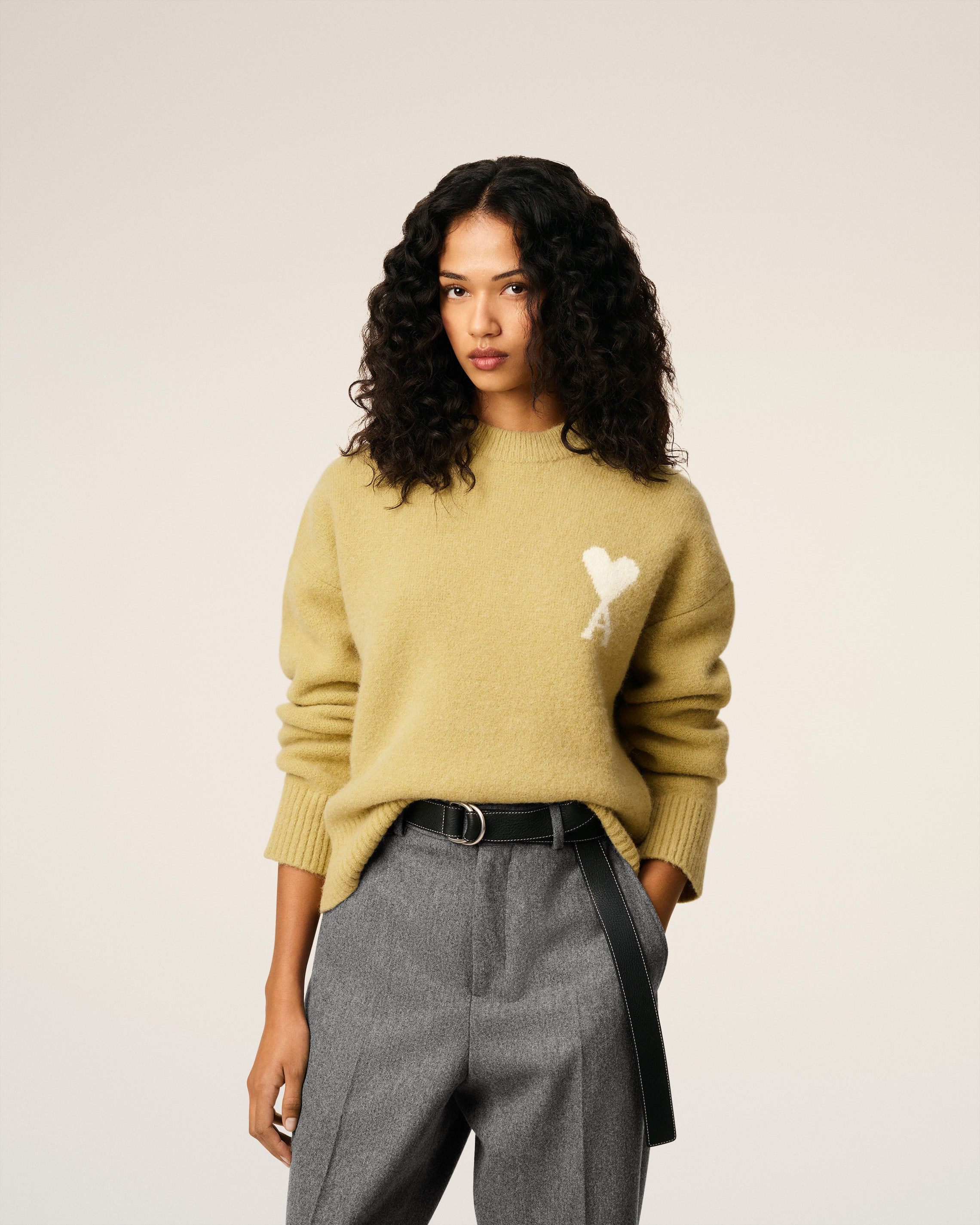 YELLOW  ALPACA AMI DE COEUR CREWNECK SWEATER - 3